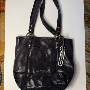 Y2K B. Makowsky Shiny Black Leather Women's Handbag